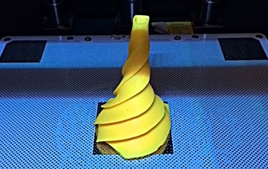 ZORTRAX 3D printed yellow helix