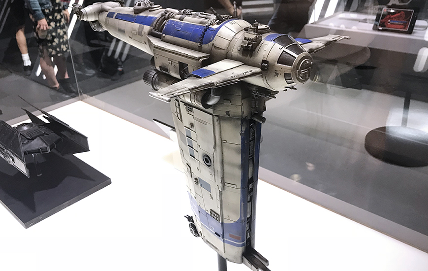 The Resistance Bomber featured in Star Wars: The Last Jedi, exhibited at Comic Con, New York. 2017 copyright Disney & Lucasfilm Ltd. & TM. All rights reserved. 