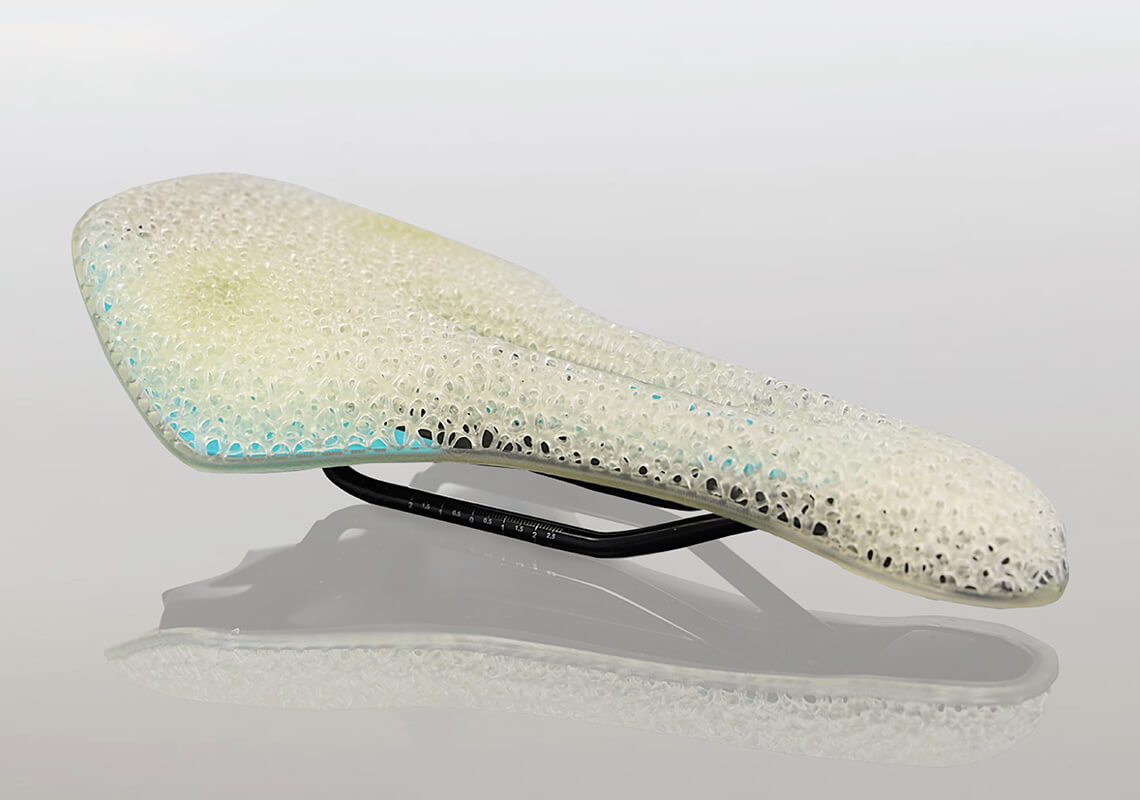 Bike saddle 3D printed with BASF Ultracur3D® EL 150 resin.